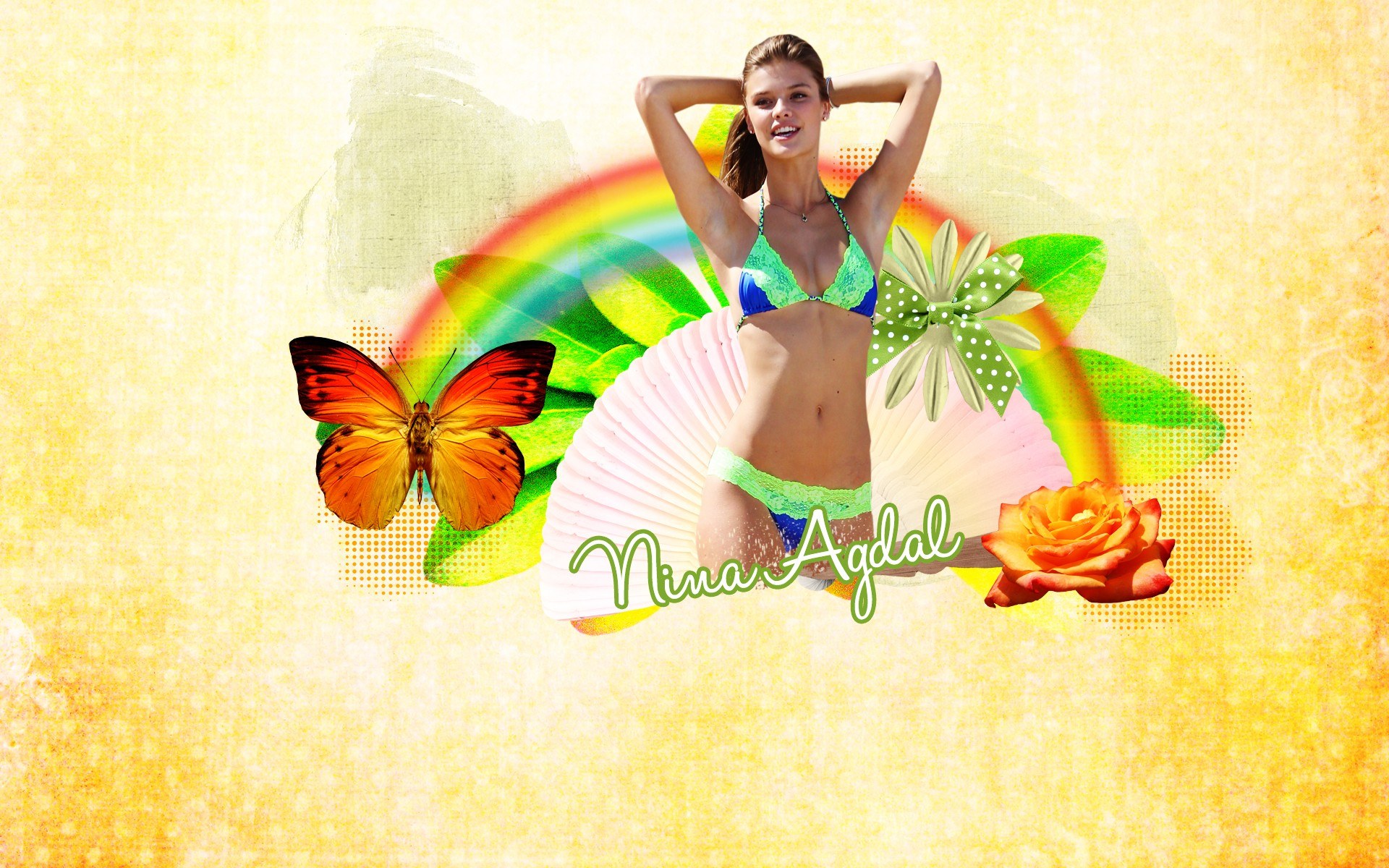 Nina Agdal in bikini collage