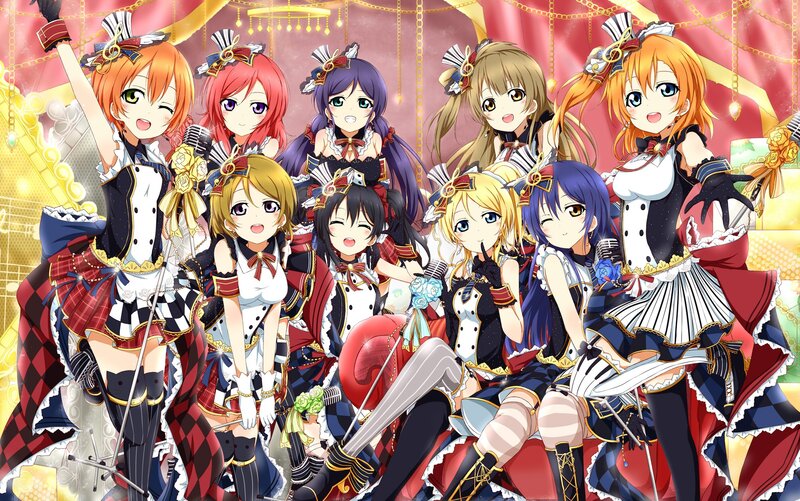 Nine Anime Girls in Costumes — Red