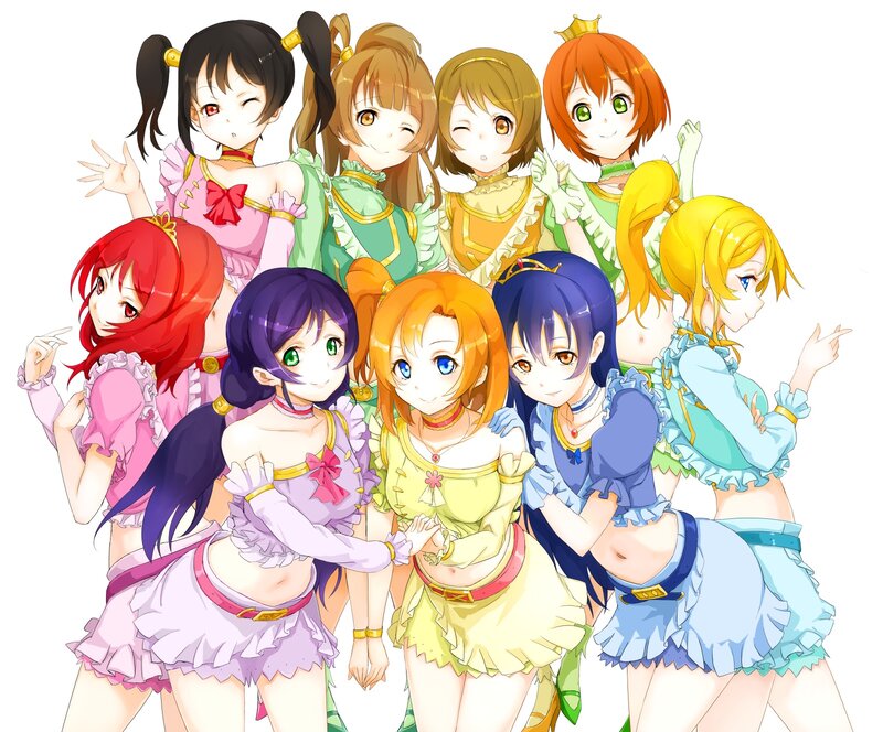 Nine Anime Girls in Costumes
