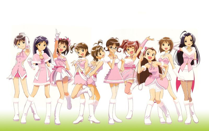 Nine Anime Girls in Pink