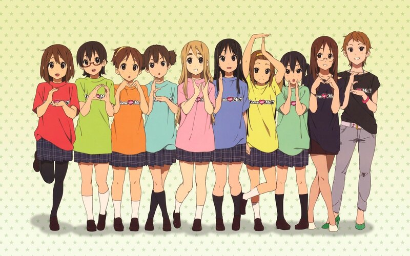 Nine Anime Girls in Shirts