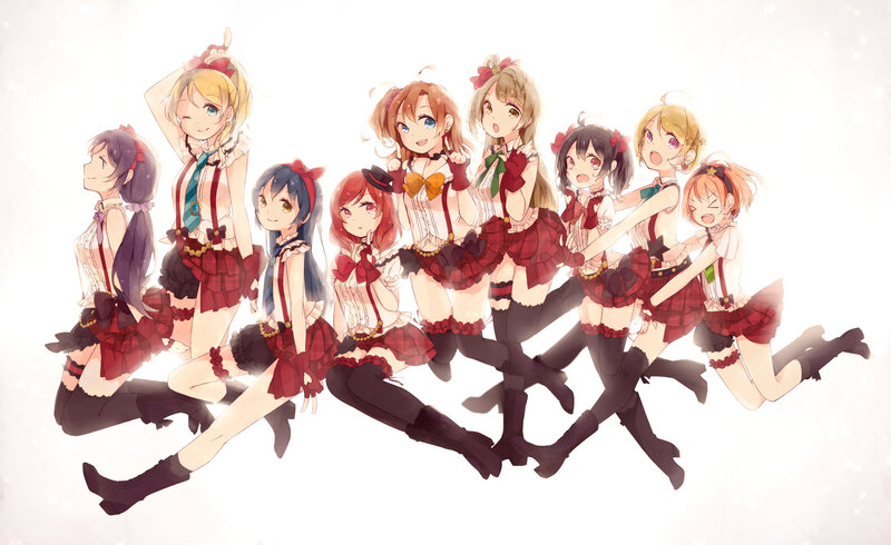 Nine Anime Girls in Uniforms — Red