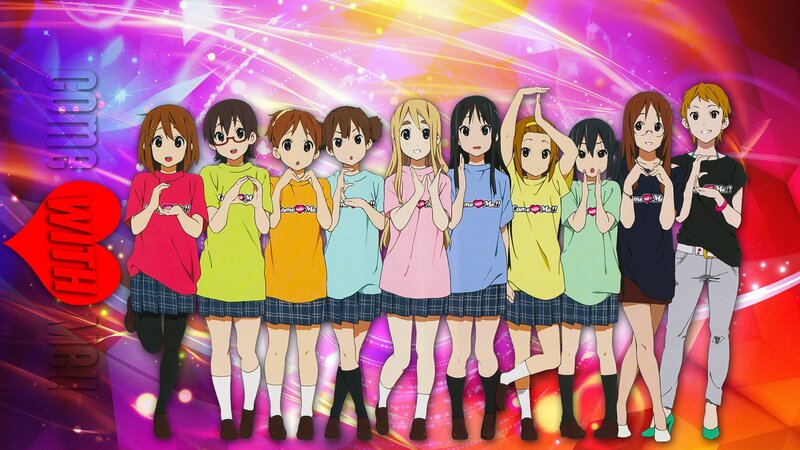 Nine Anime Girls Posing — Purple