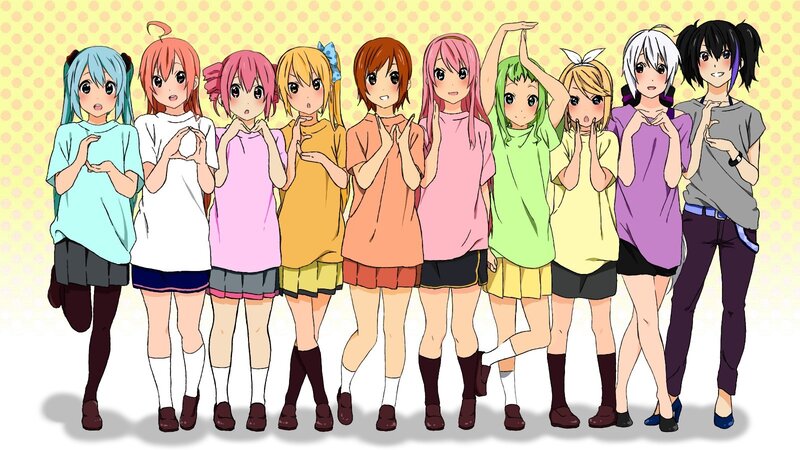 Nine Anime Girls Standing — Yellow