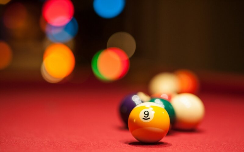 Nine Ball on Pool Table