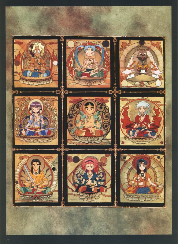 Nine characters in mandala art