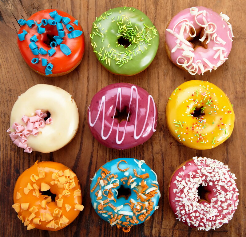 Nine Colorful Donuts