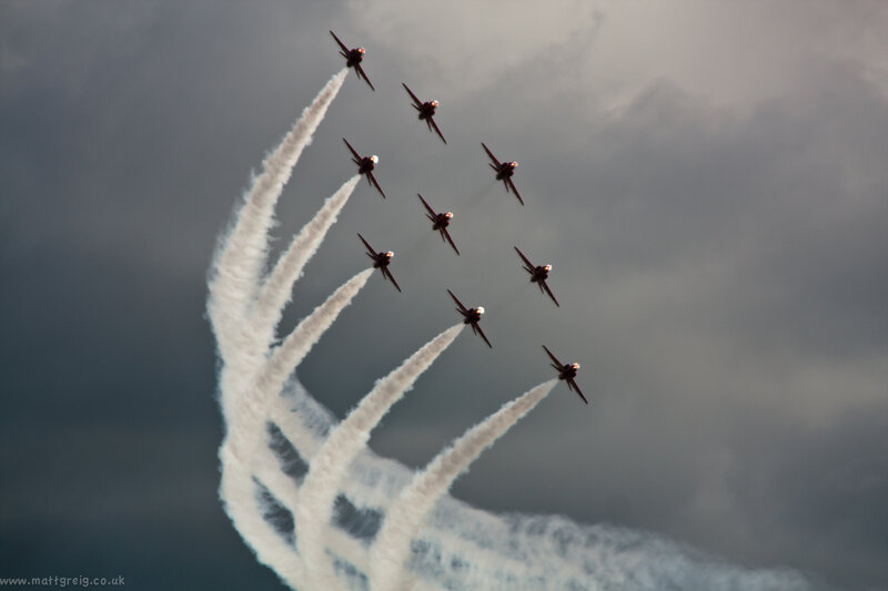 Nine Jet Planes in Formation — Gray