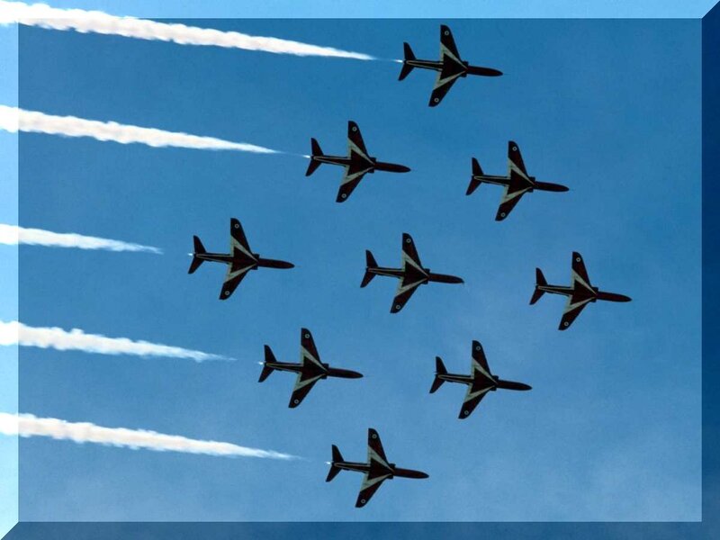 Nine Jets in Formation — Blue, Dynamic