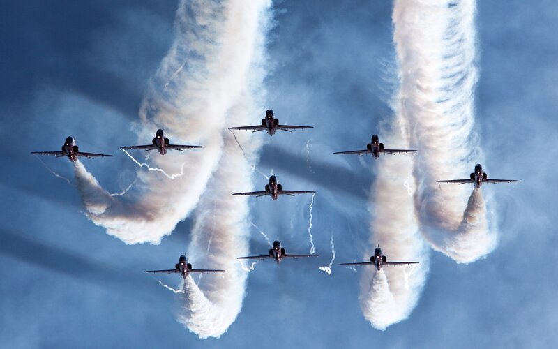 Nine Jets in Formation — Blue