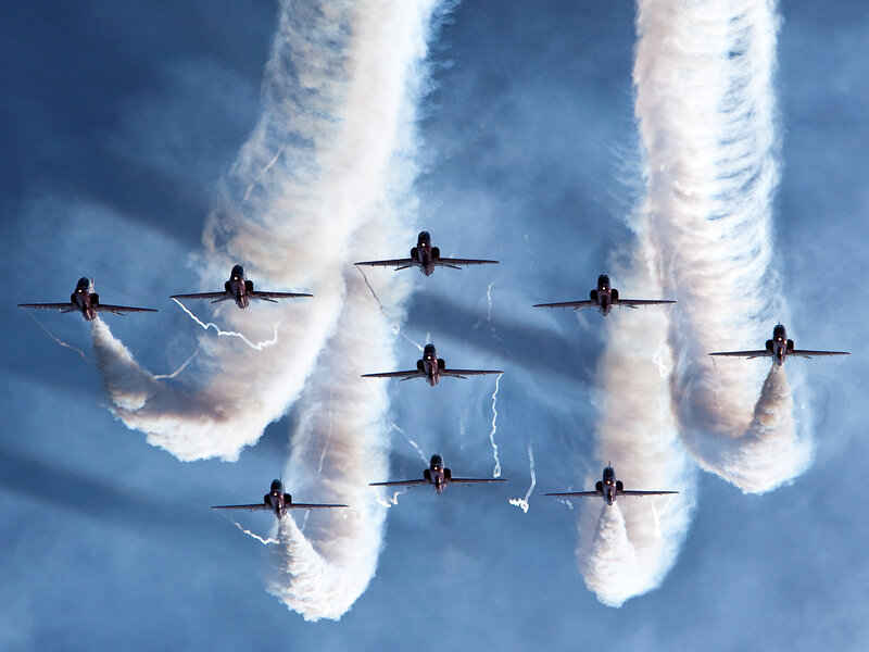 Nine Jets in Formation