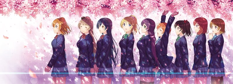 Nine Schoolgirls under Cherry Blossoms