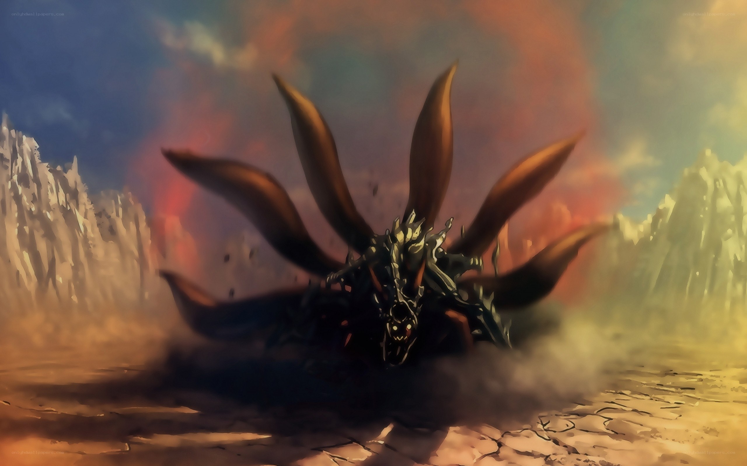 nine-tailed demon in a desert