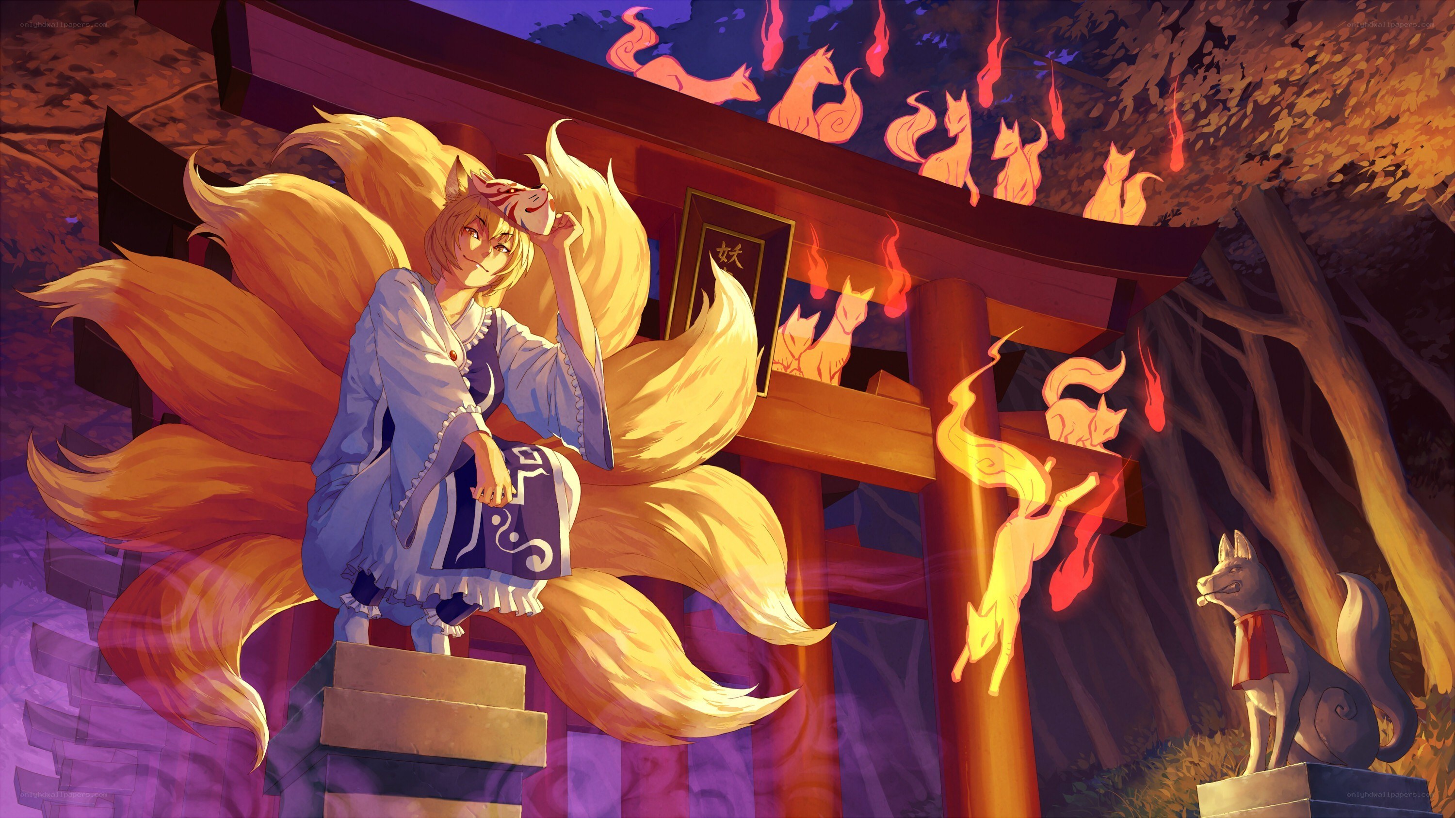 Nine-tailed fox at a shrine