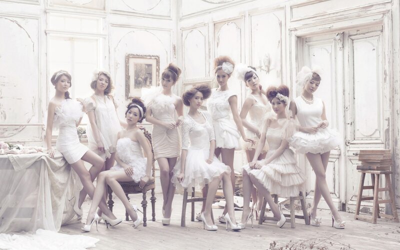Nine Women in White Dresses