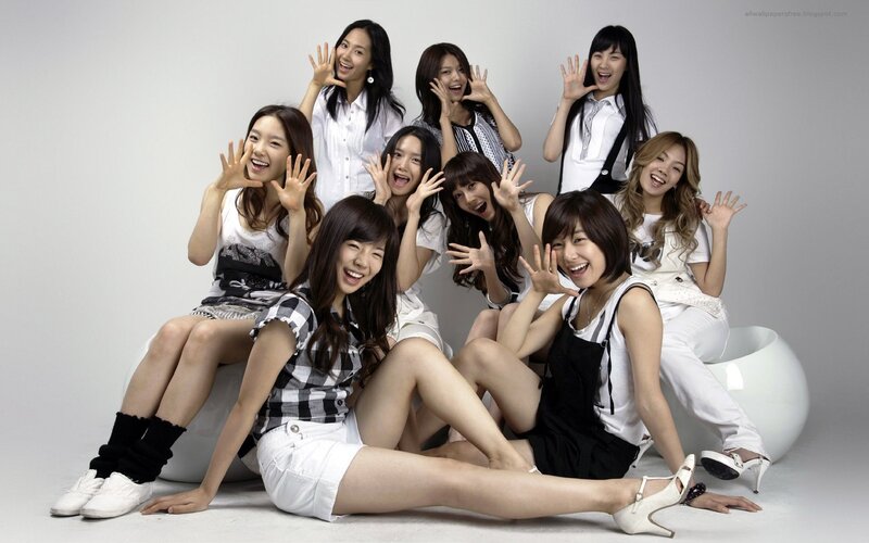 Nine Women Posing Together — White, Happy, Photograph, Clothing