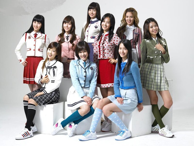 Nine Young Women in School Uniforms