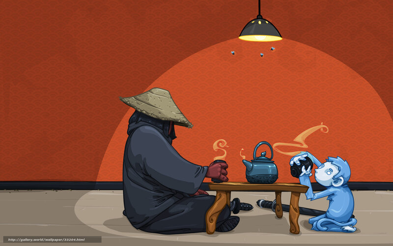 Ninja and monkey tea time