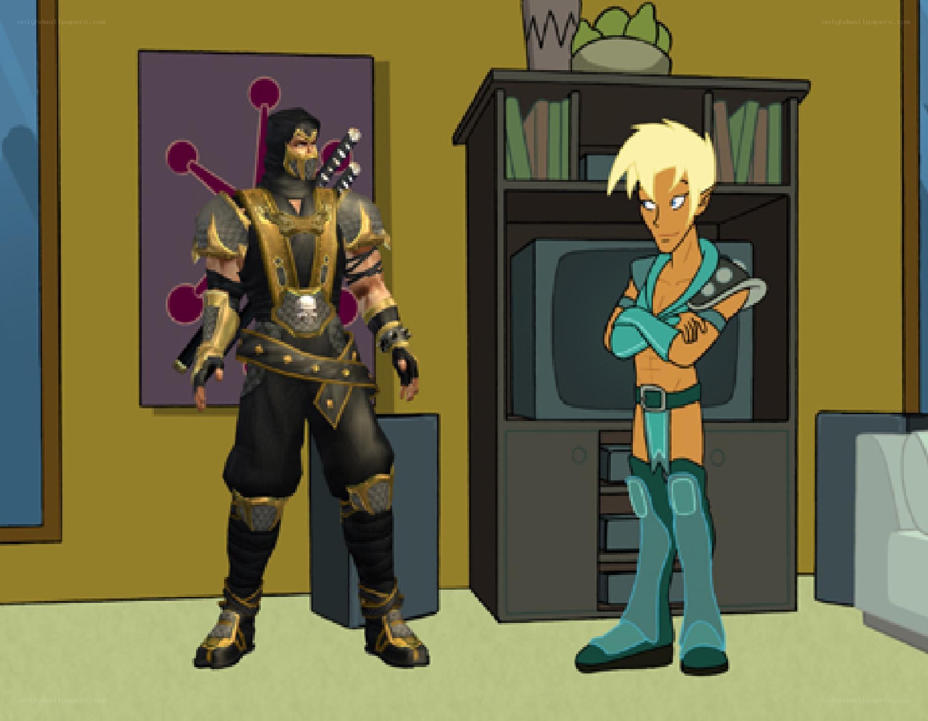Ninja and warrior in a room