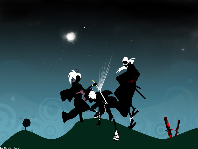 Ninja battle under moonlight