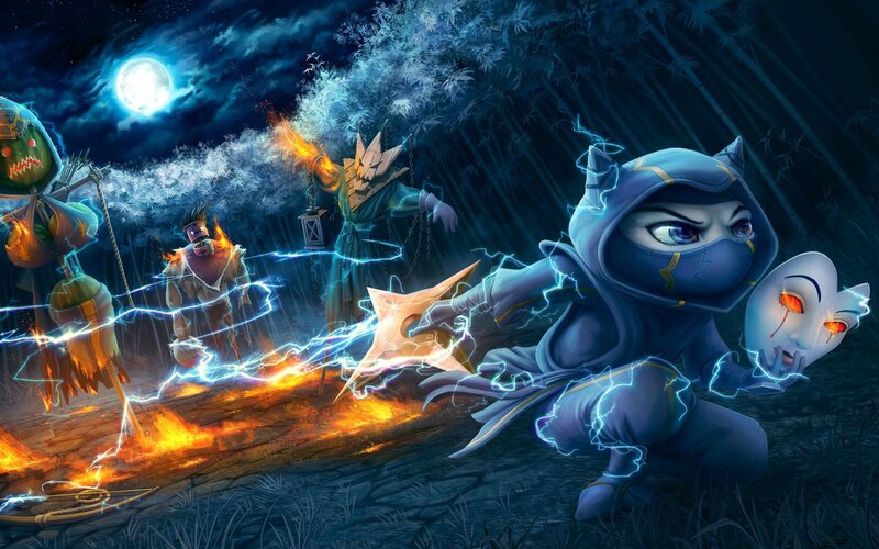 Ninja Character in Forest — Blue