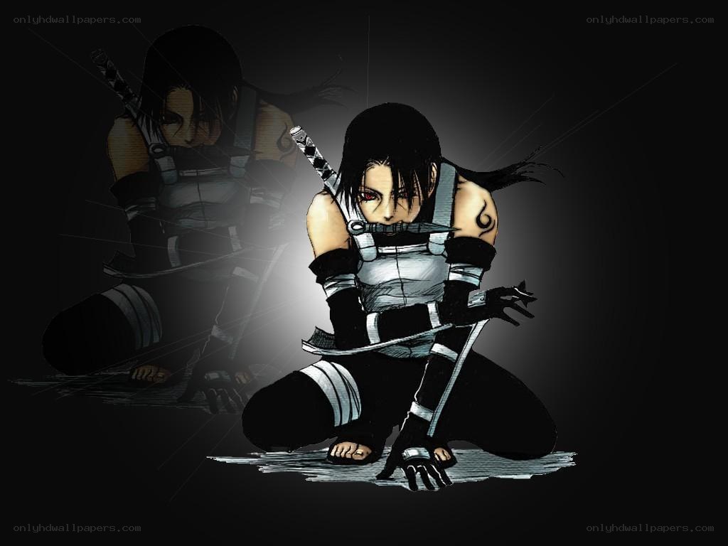 Ninja character with kunai