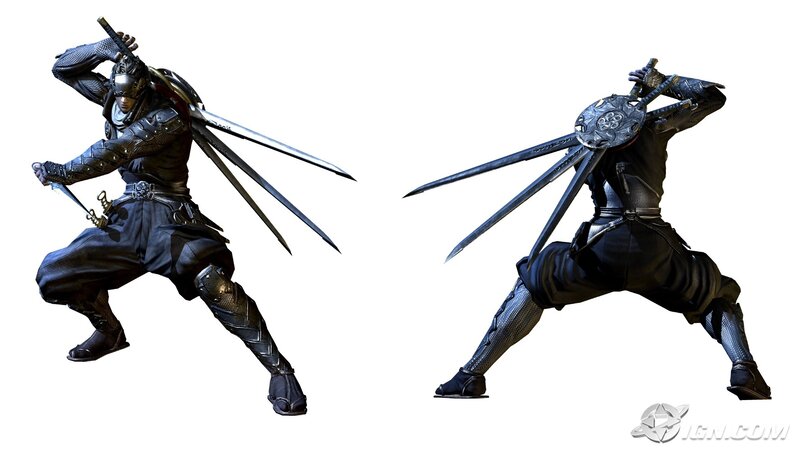 Ninja character with multiple swords