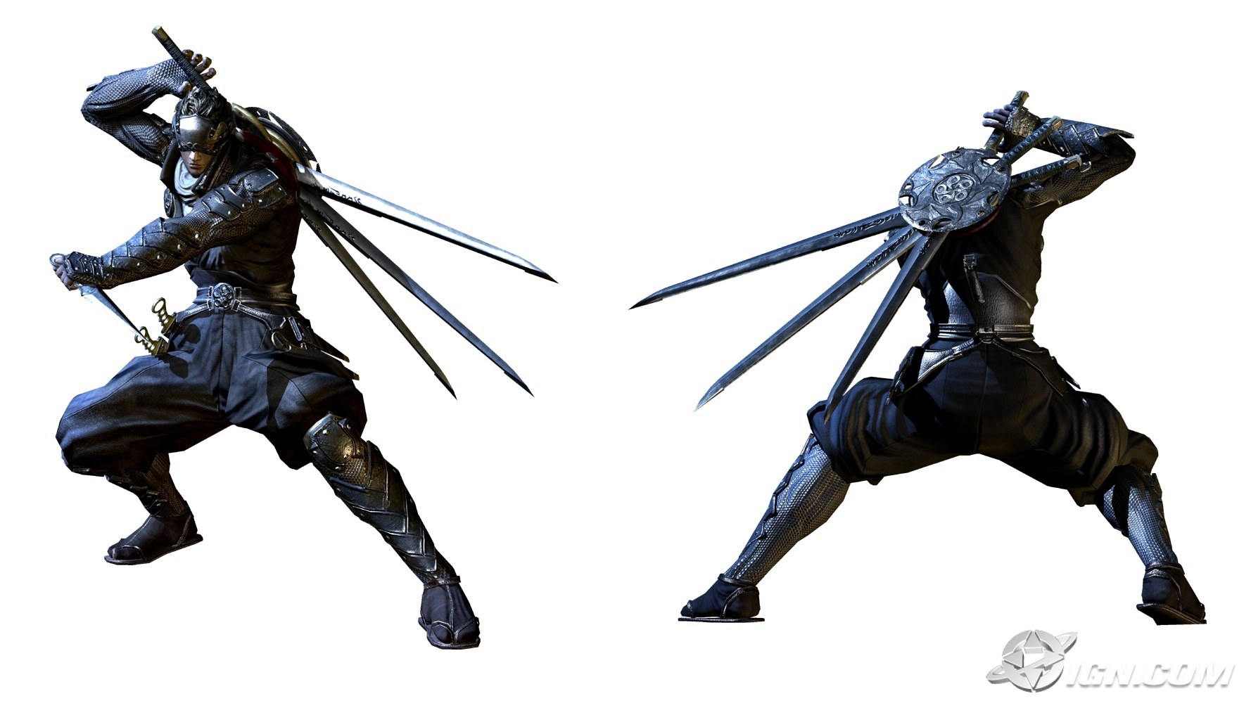Ninja character with multiple swords