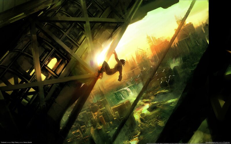 Ninja climbing skyscraper