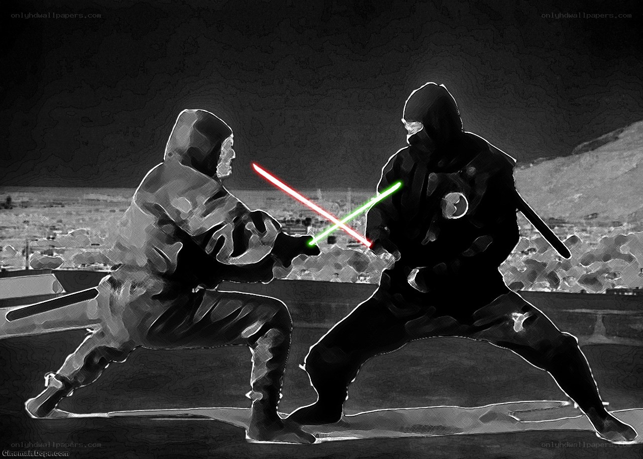Ninja duel with lightsabers