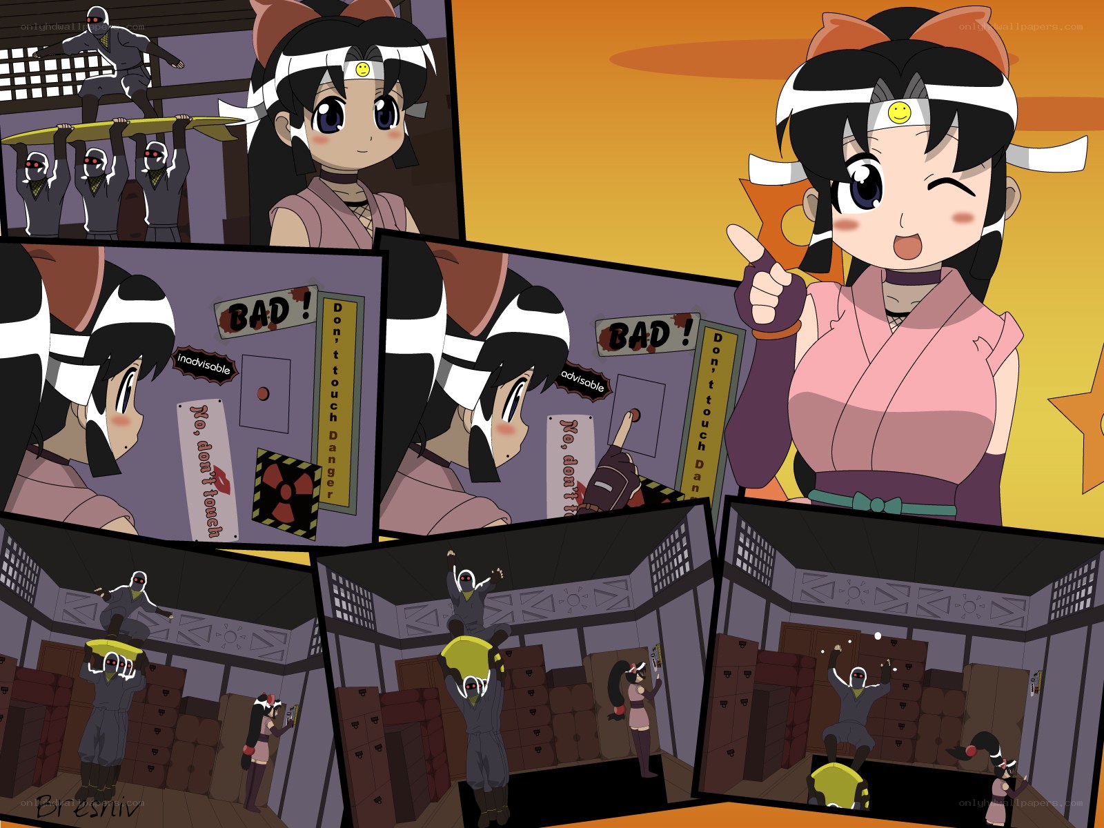 Ninja girl comic panels