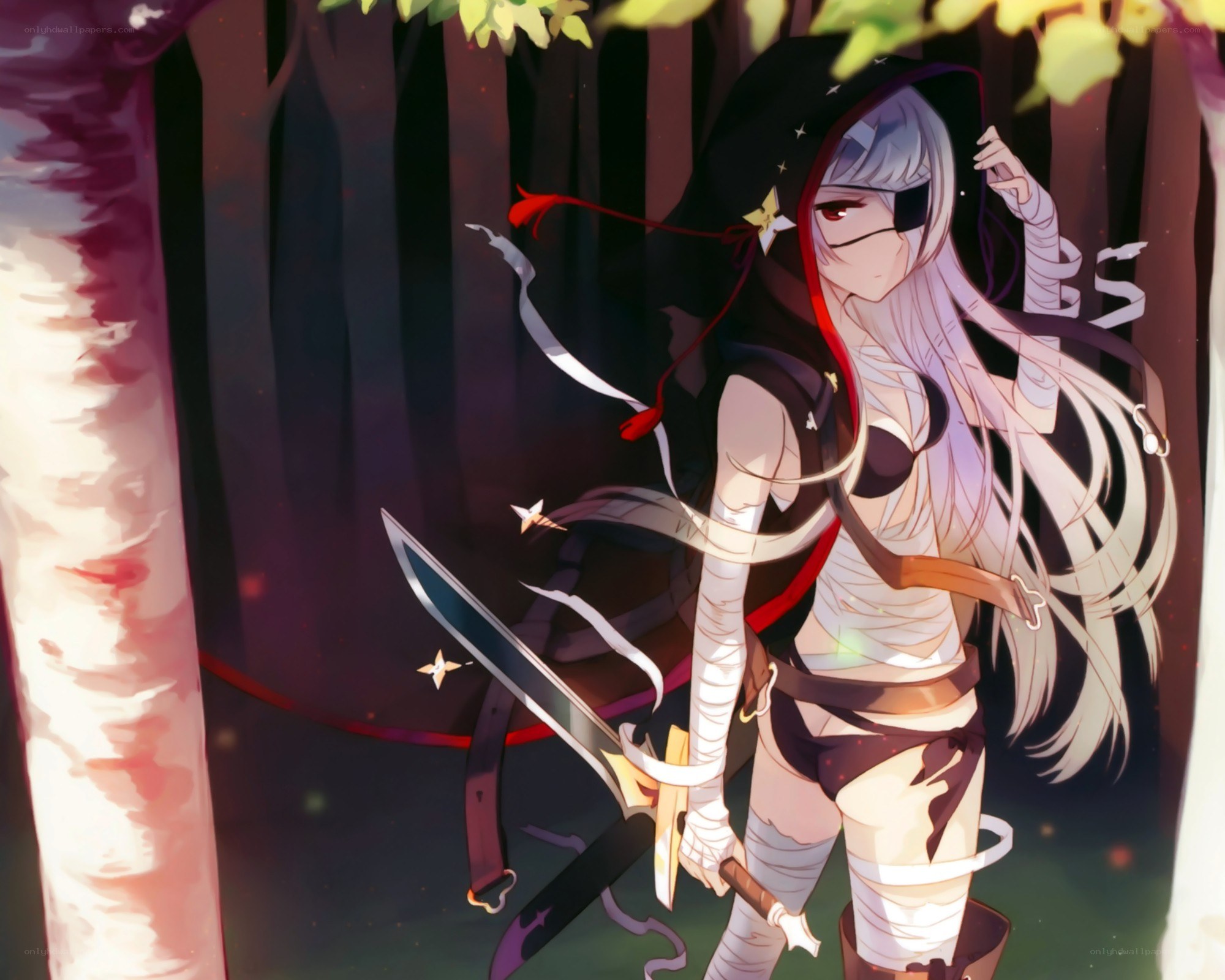Ninja girl in forest