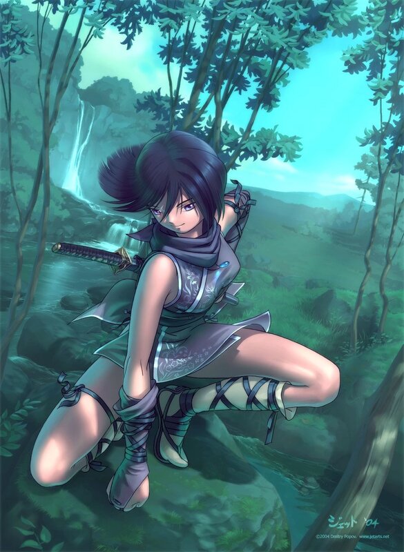 Ninja girl in forest