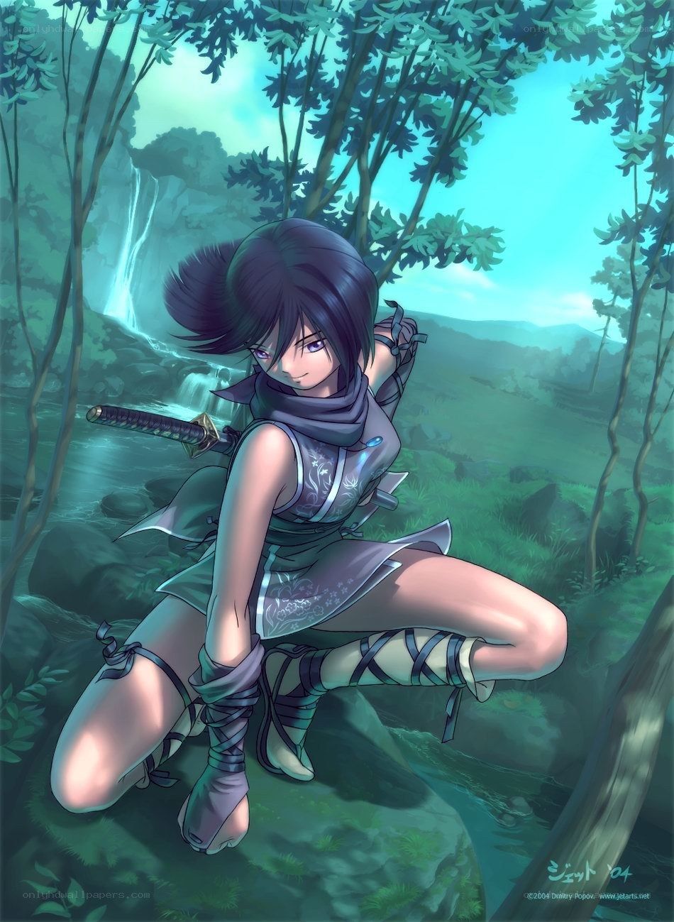 Ninja girl in forest
