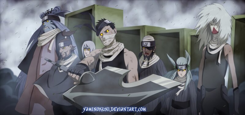 Ninja group in stormy setting