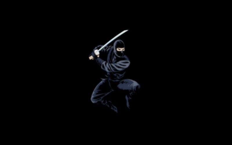 Ninja Holding Sword — Black, Dramatic, Digital Art, Blue