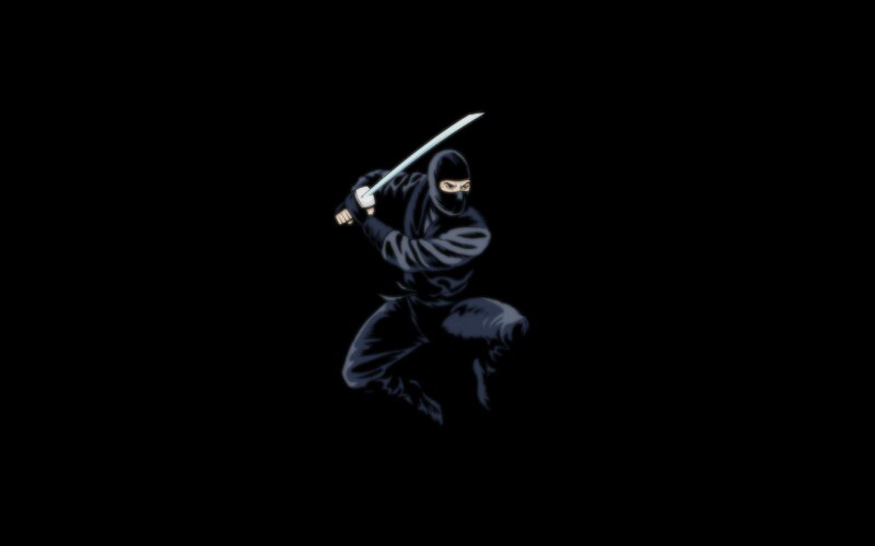 Ninja Holding Sword — Black, Dramatic, Night, Digital Art