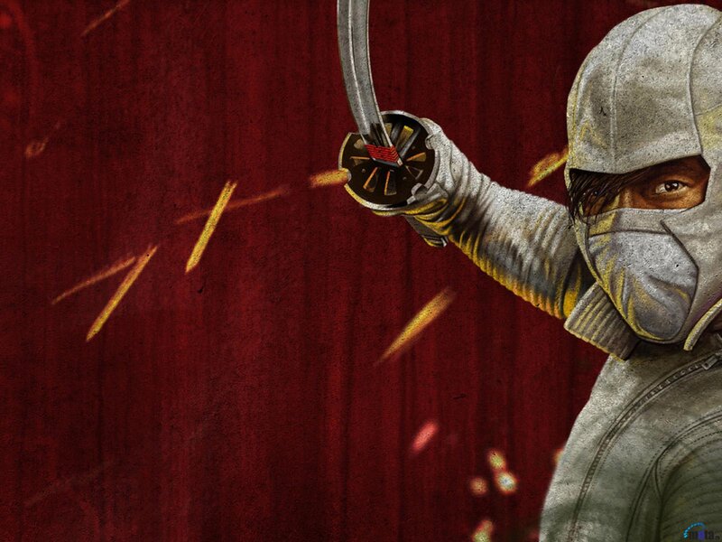 Ninja Holding Sword — Red