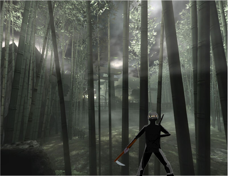 Ninja in a bamboo forest