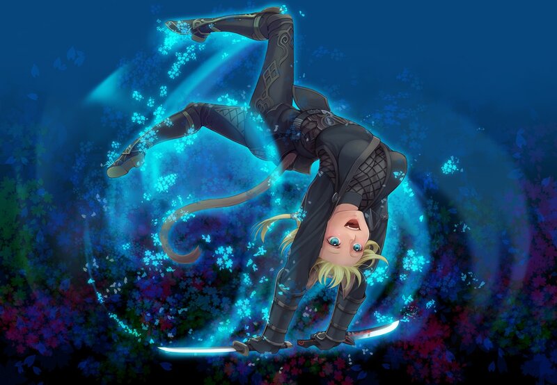 Ninja in a blue energy swirl