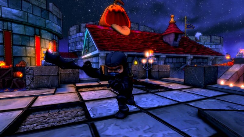 Ninja in a castle at night