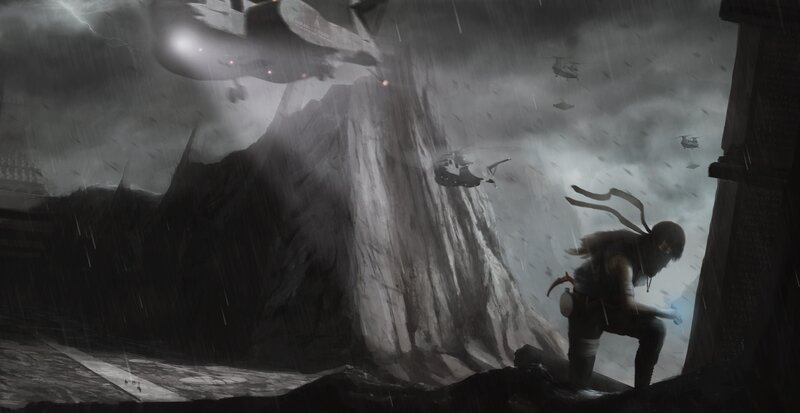 Ninja in a stormy landscape