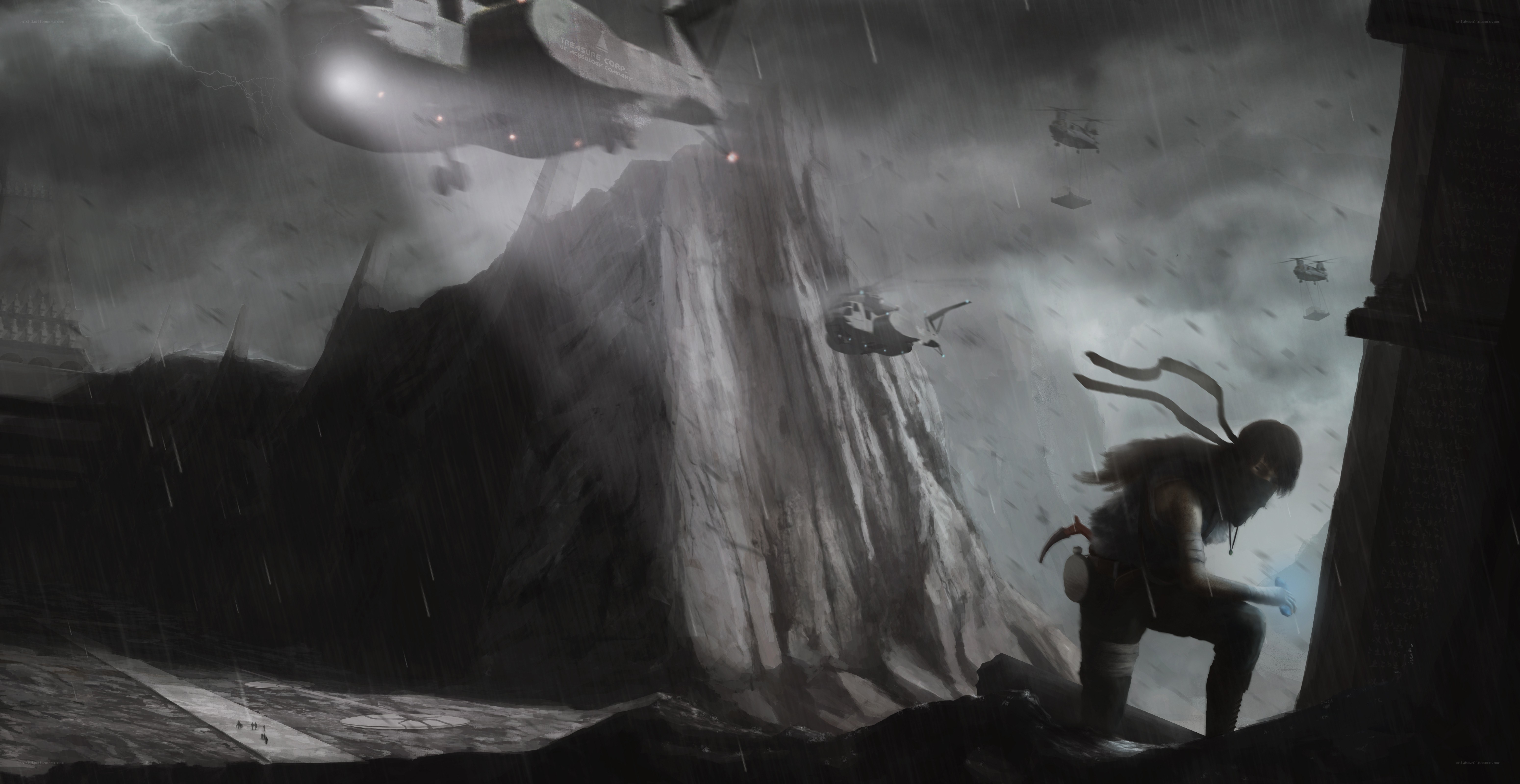 Ninja in a stormy landscape