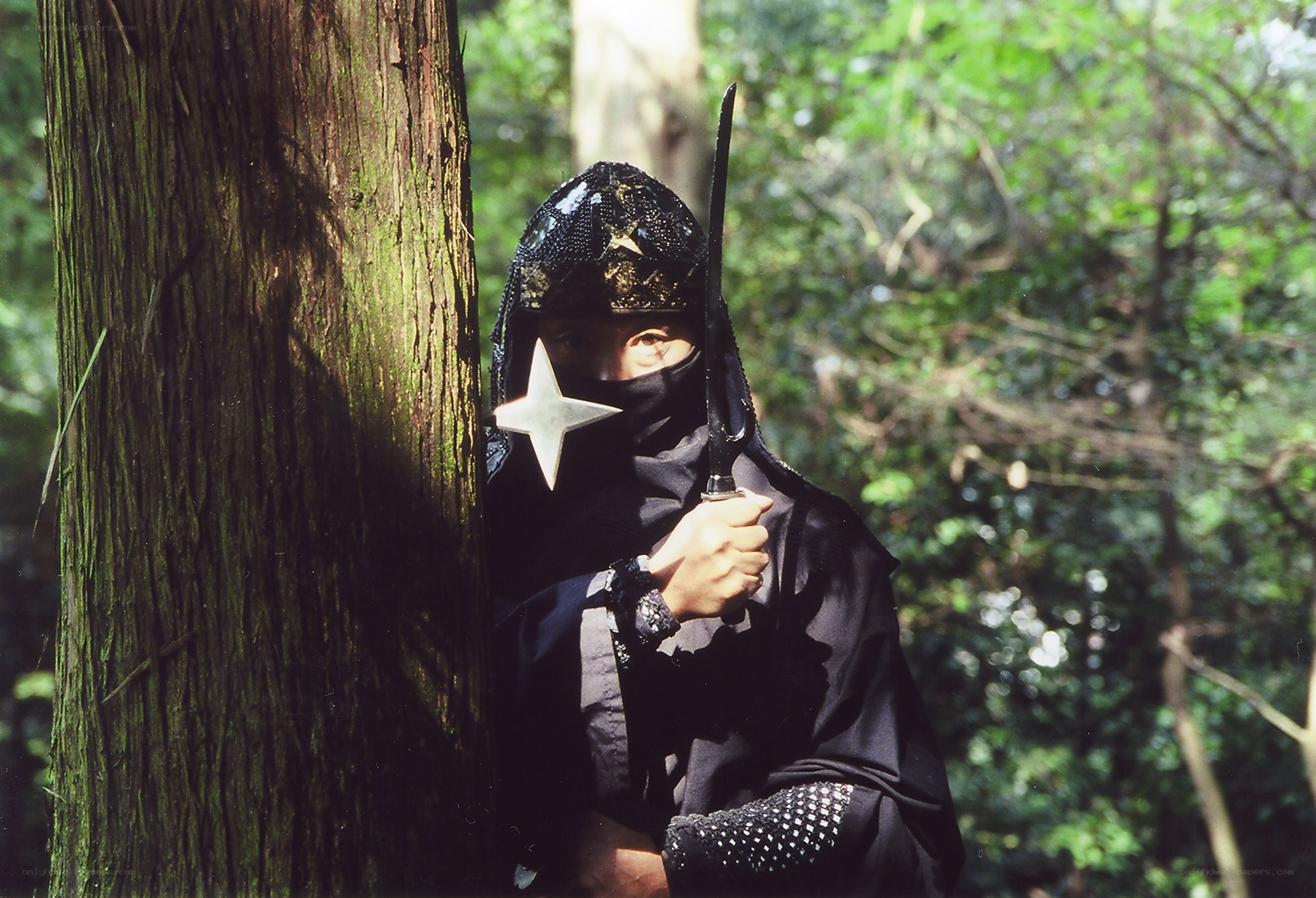 Ninja in forest with star mask
