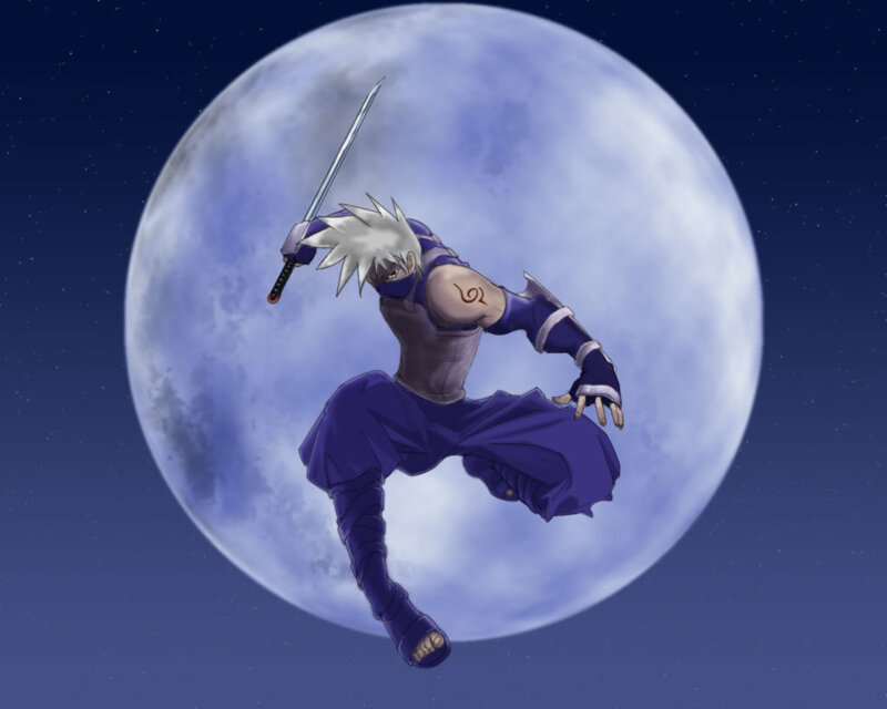 Ninja in front of a full moon