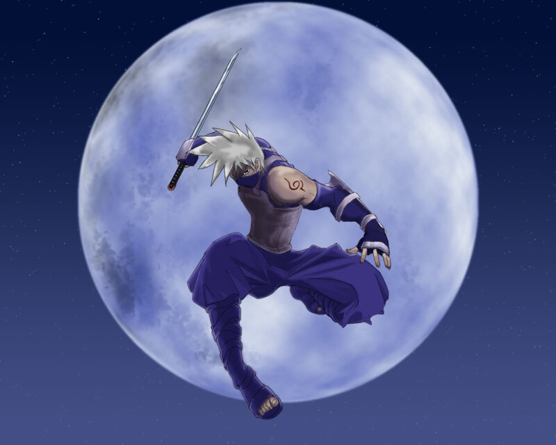 Ninja in front of full moon