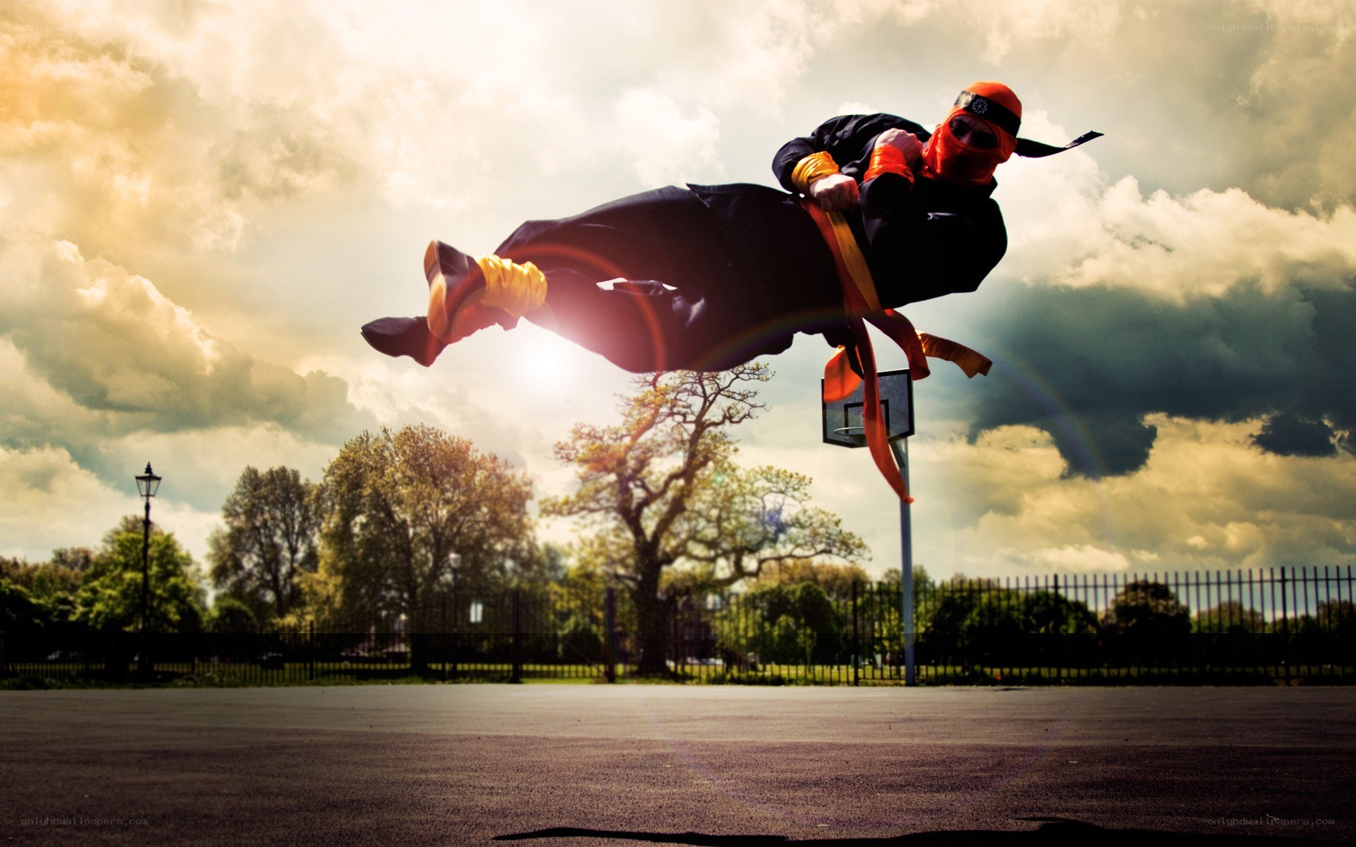 Ninja in mid-air jump