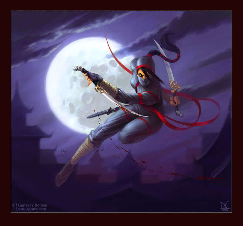 Ninja in Moonlit Night