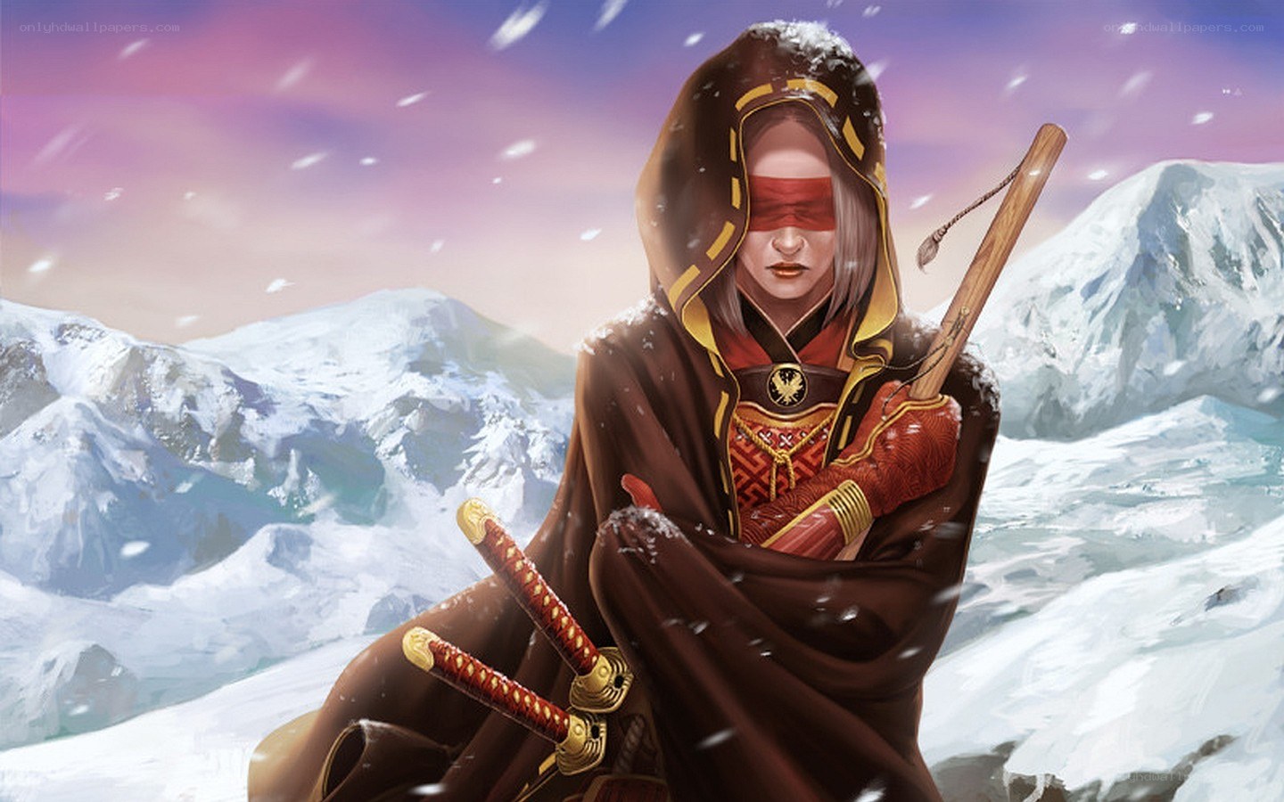 Ninja in snowy mountains