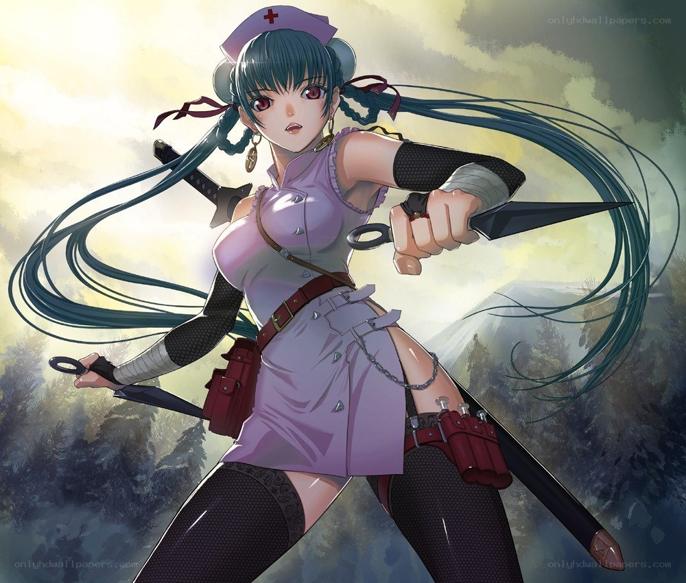 Ninja nurse in combat stance